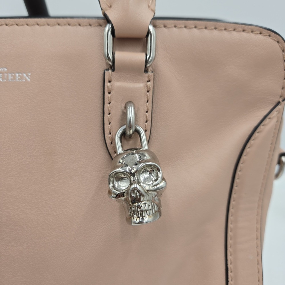 Alexander McQueen Padlock Bag Pink Leather Skull Satchel Keys Dust Bag Purse - Picture 3 of 16